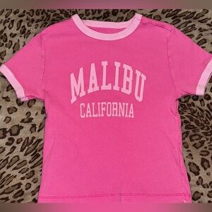 Pink Malibu California Cropped Baby Tee Size Small